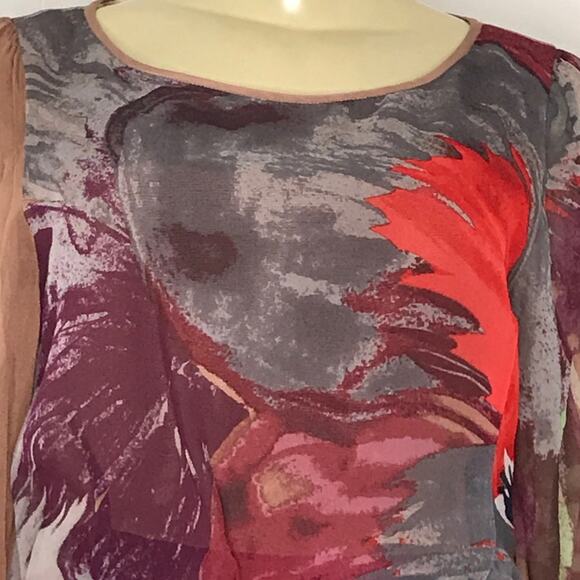 tibi New York Size 6 Viola Silk Chiffon Minidress Abstract Watercolor - Picture 5 of 16